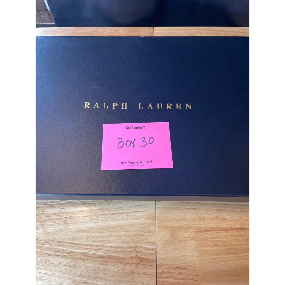 Ralph Lauren Navy Blue Gold Foil Logo Large Gift Box Storage 17.5x11.5x3.25‎